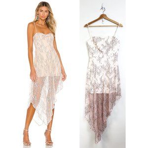 NBD Julian Sleeveless Floral Lace Asymmetric Dress